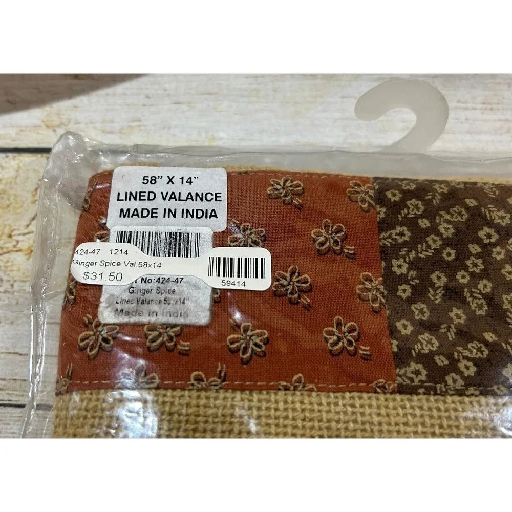 NEW Park Designs Ginger Spice Patchwork Burlap Farmhouse Valance 58